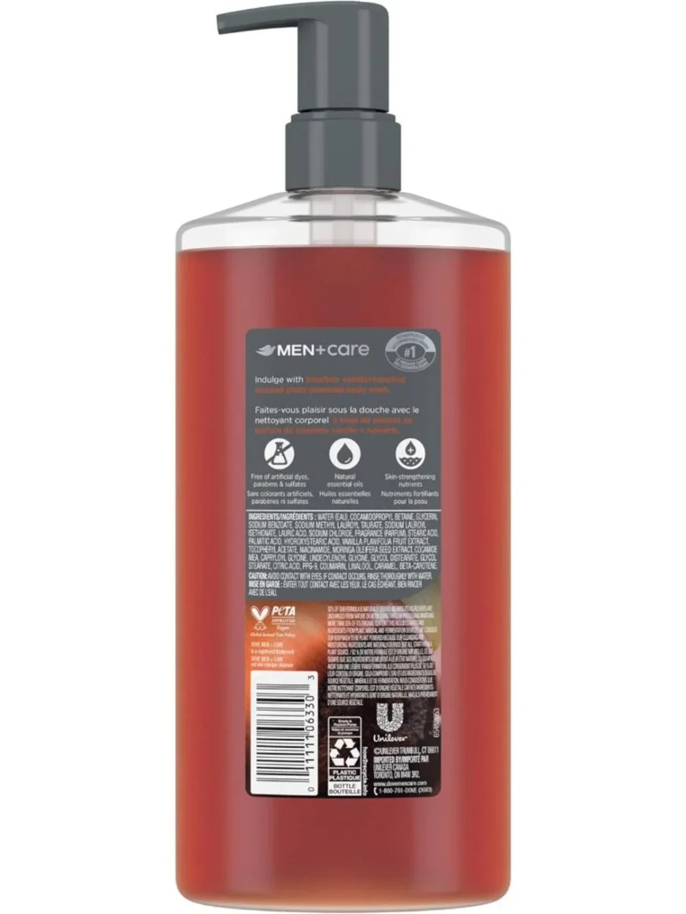 Moisturizing Body Wash for Men, Bourbon Vanilla & Hazelnut Scent, 26 oz